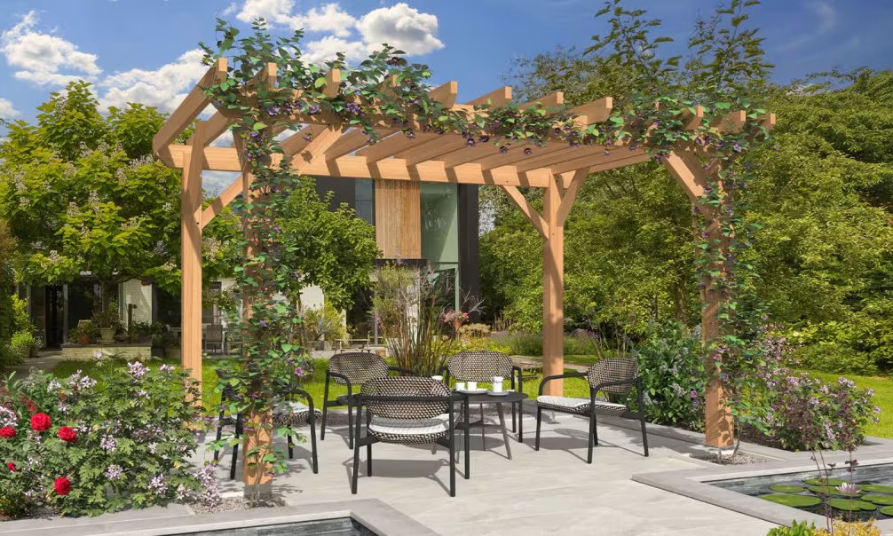 Freistehende Pergola Amaryllis, Flachdach - 3.90x2.90m - Douglasie