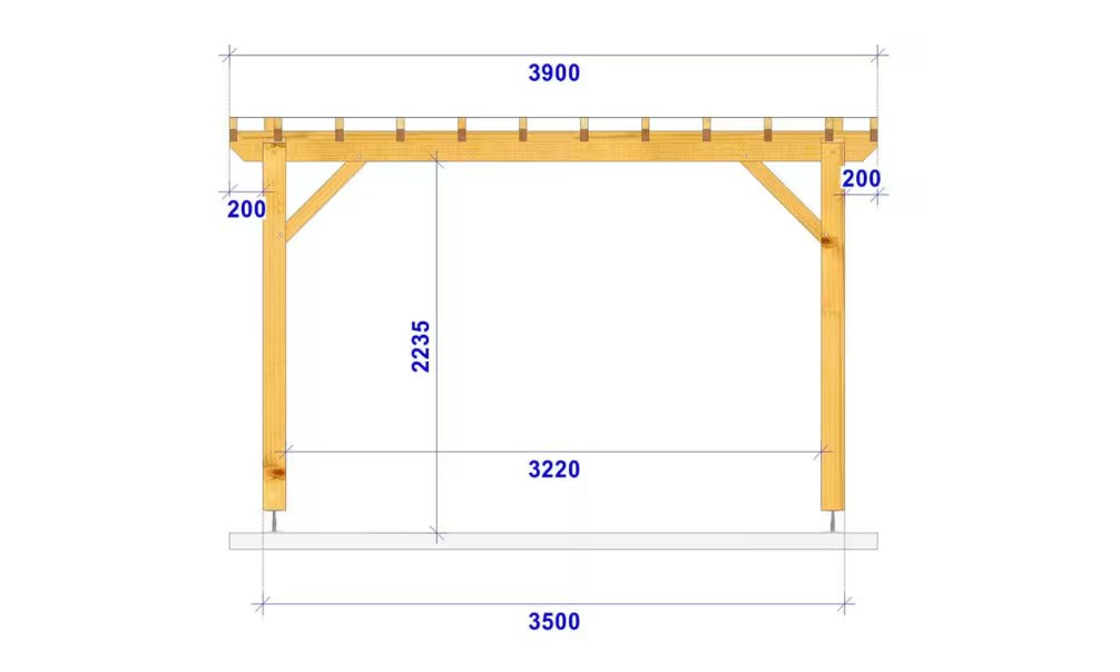 Freistehende Pergola Amaryllis, Flachdach – 3.90×2.90m – Douglasie – Bild 4