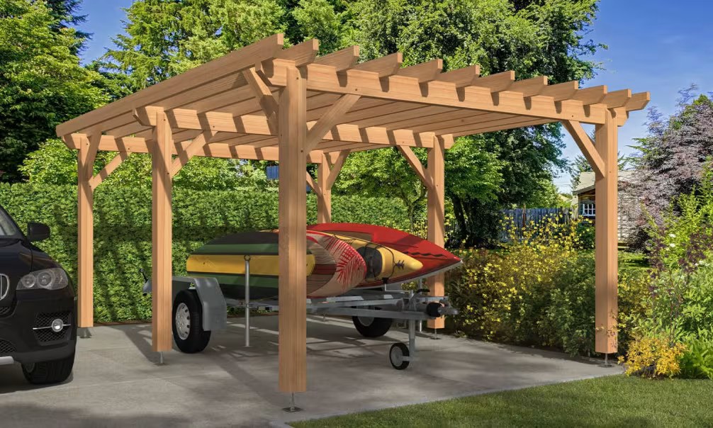 Freistehende Pergola Angelia, Flachdach – 3.90×5.40m – Douglasie