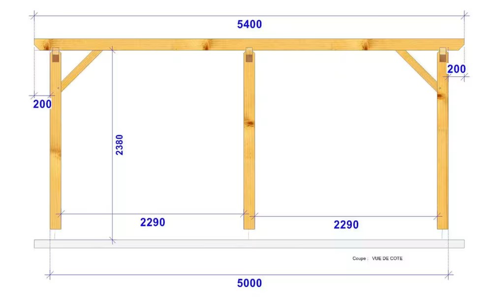 Freistehende Pergola Angelia, Flachdach – 3.90×5.40m – Douglasie – Bild 2