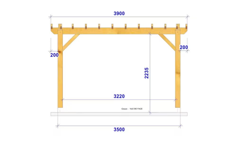 Freistehende Pergola Angelia, Flachdach – 3.90×5.40m – Douglasie – Bild 3