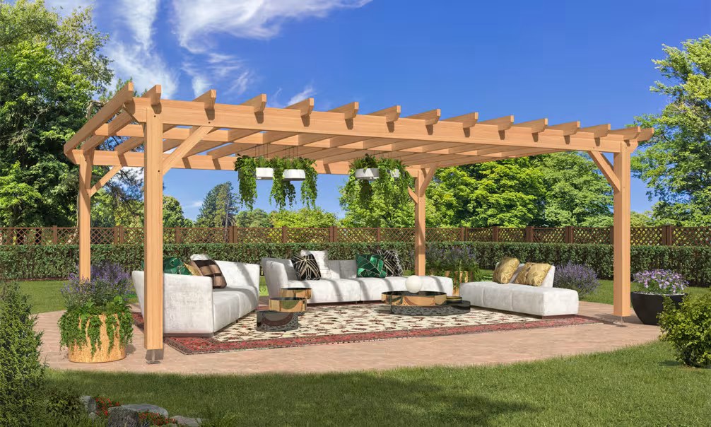 Freistehende Pergola Armelia, Flachdach - 6.40x5.40m - Douglasie