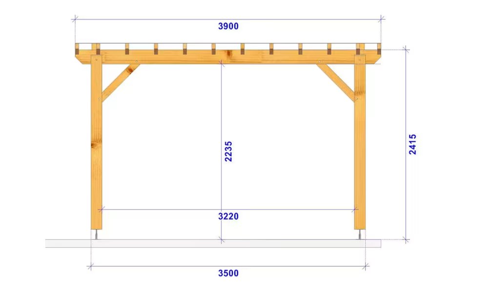 Freistehende Pergola Celosia, Flachdach – 3.90×3.90m – Douglasie – Bild 2