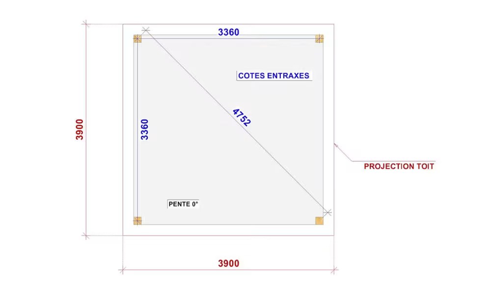 Freistehende Pergola Celosia, Flachdach – 3.90×3.90m – Douglasie – Bild 3