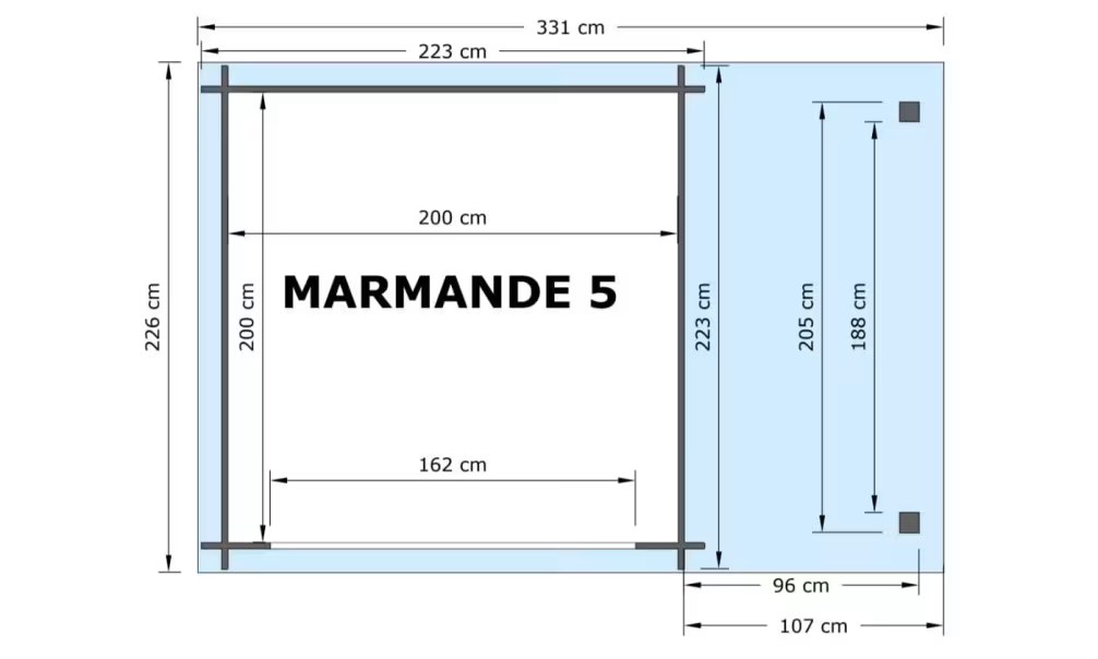 Holzgartenhaus kesseldruckimprägniert mit Anbau Satteldach Marmande 5 – Bild 2
