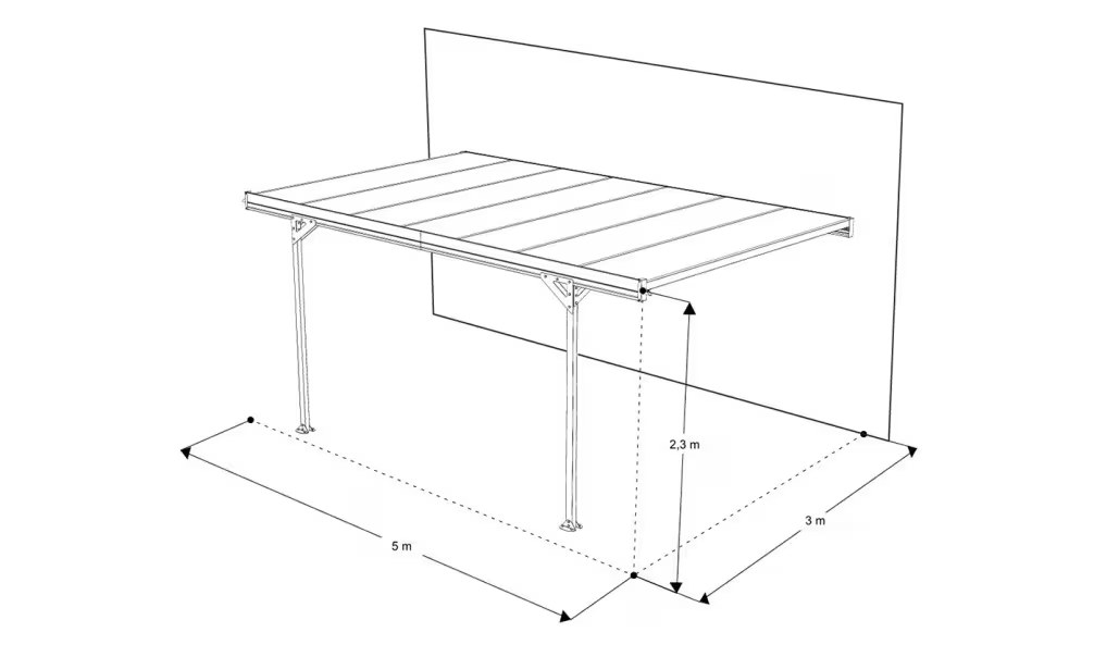Anlehn-Carport – Flachdach – Mistral Wall – Aluminium – Bild 4