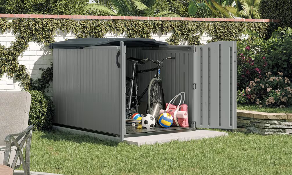 Fahrradunterstand / Multifunktions-Truhe Polyethylen 35mm Suncast SLIDETOP + Boden – Bild 3