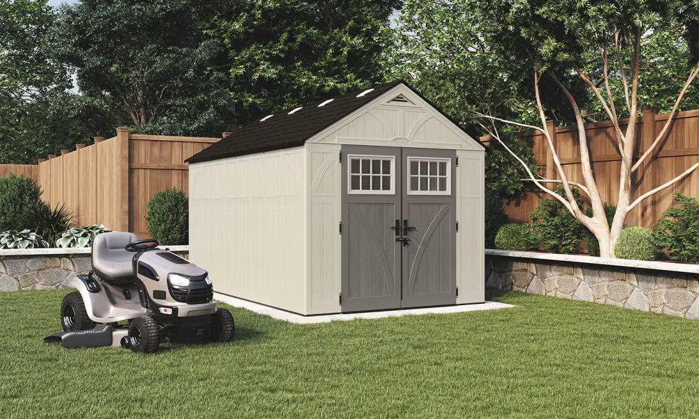 Gartenhaus Polyethylen 35mm 10,27m2 Woodgrain + Boden SUNCAST