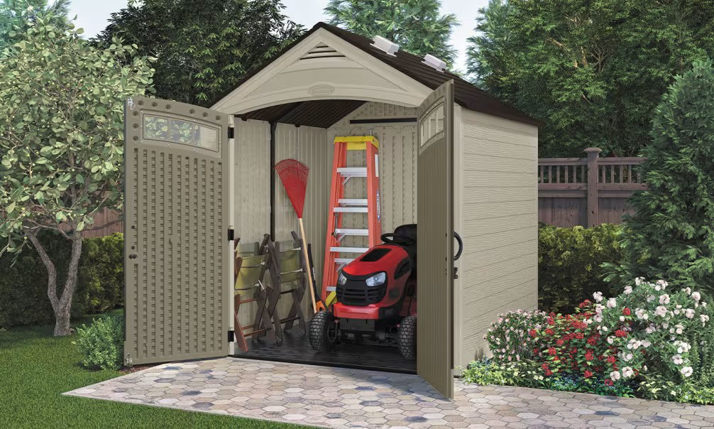 Gartenhaus Polyethylen 25mm 4,84m2 Woodgrain Storeplus + Boden SUNCAST – Bild 2