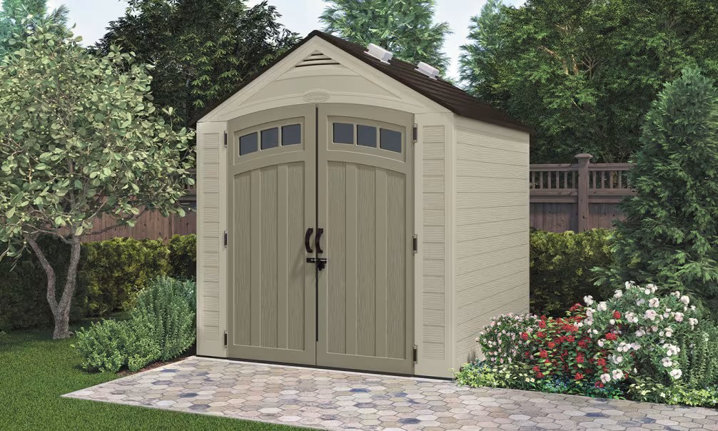 Gartenhaus Polyethylen 25mm 4,84m2 Woodgrain Storeplus + Boden SUNCAST