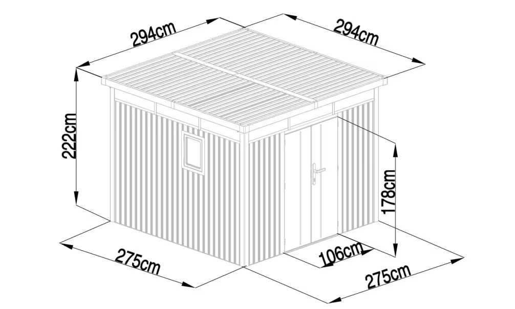 Metall-Gartenhaus Anna D – 294x294cm Außenbereich – Bild 2
