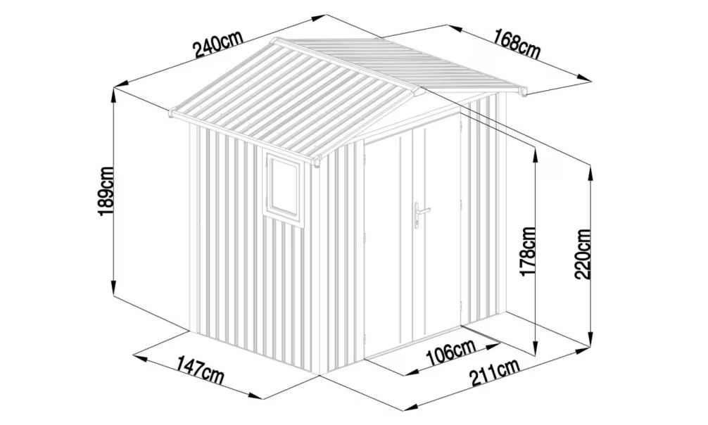 Metall-Gartenhaus Amy A – 240x168cm Außenbereich – Bild 2