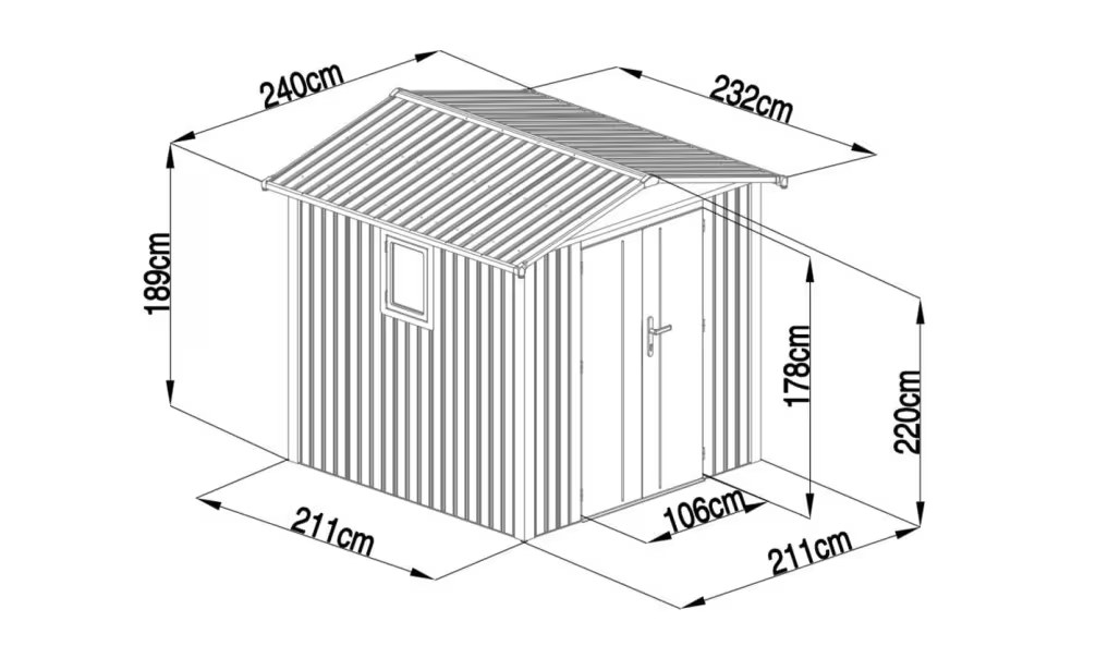 Metall-Gartenhaus Amy B – 240x232cm Außenmaß – Bild 2