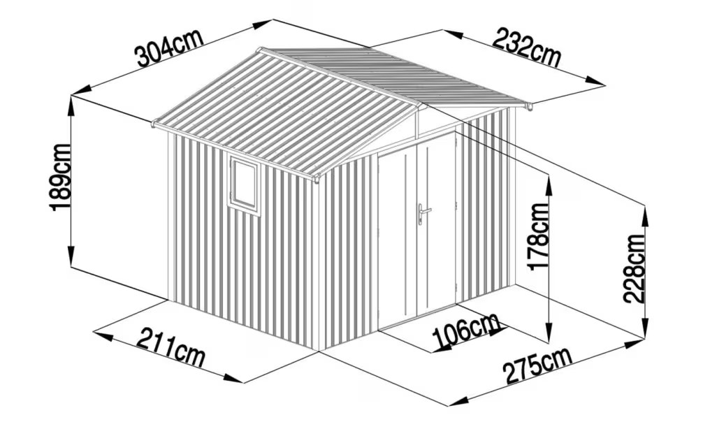 Metall-Gartenhaus Amy C – 304x232cm Außenmaß – Bild 2