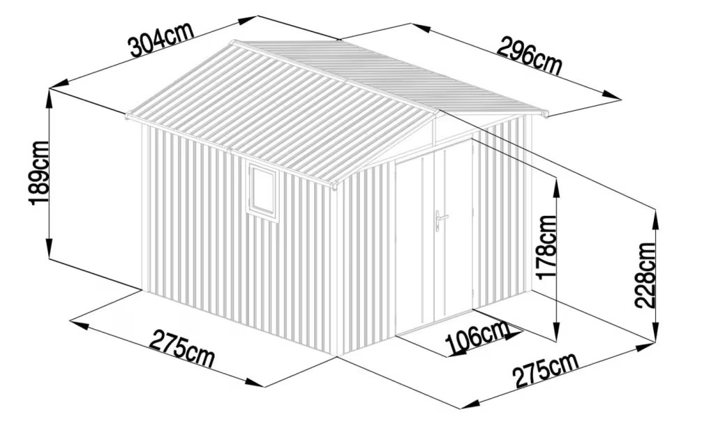 Metall-Gartenhaus Amy D – 304x296cm Außenmaß – Bild 2