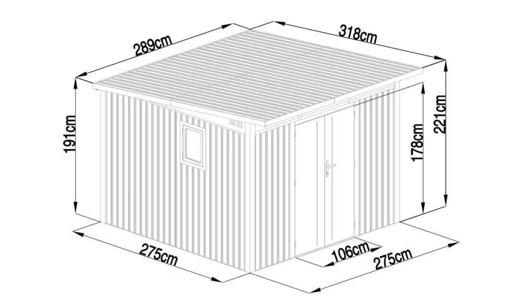 Metall-Gartenhaus Alex D – 290x351cm Außenmaß – Bild 2