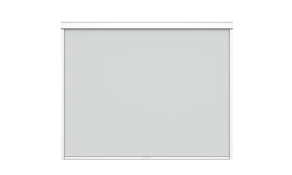 Manuelle Seitenmarkise Naxos Alurahmen weiß hellgrauer Stoff - 2.7x2.18m