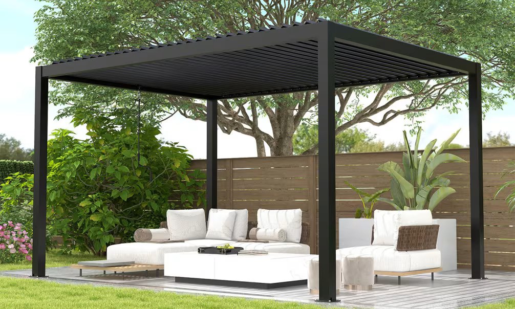 Manuelle bioklimatische Aluminium-Pergola Chenonceau 3x3m 33N anthrazit – Bild 3
