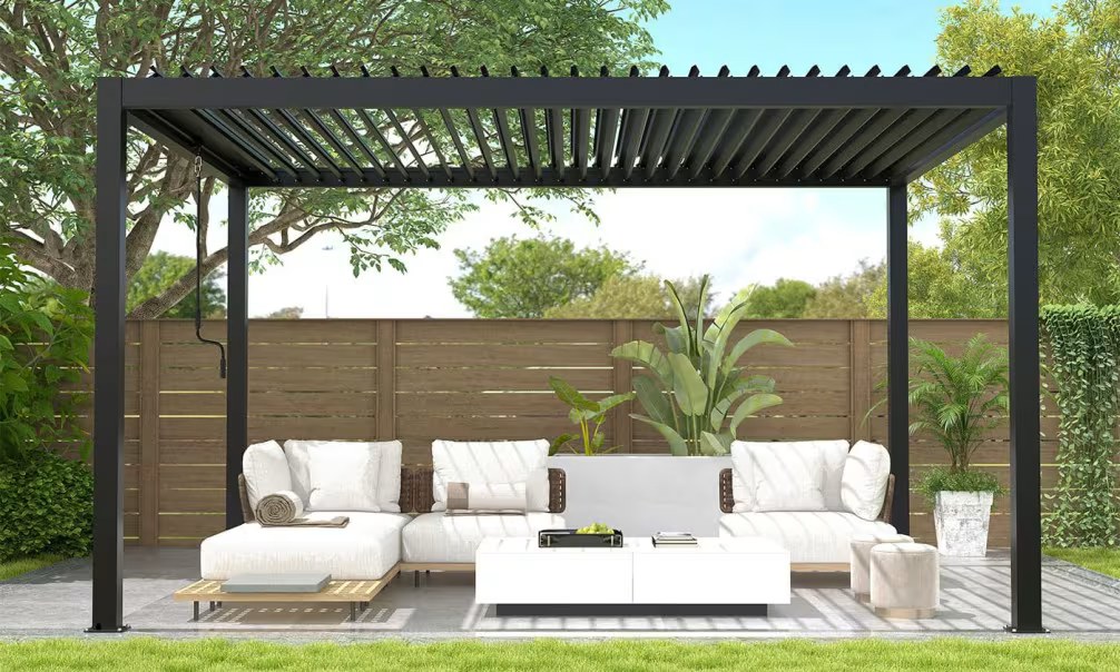 Manuelle bioklimatische Aluminium-Pergola Chenonceau 4x3m 34N anthrazit – Bild 2