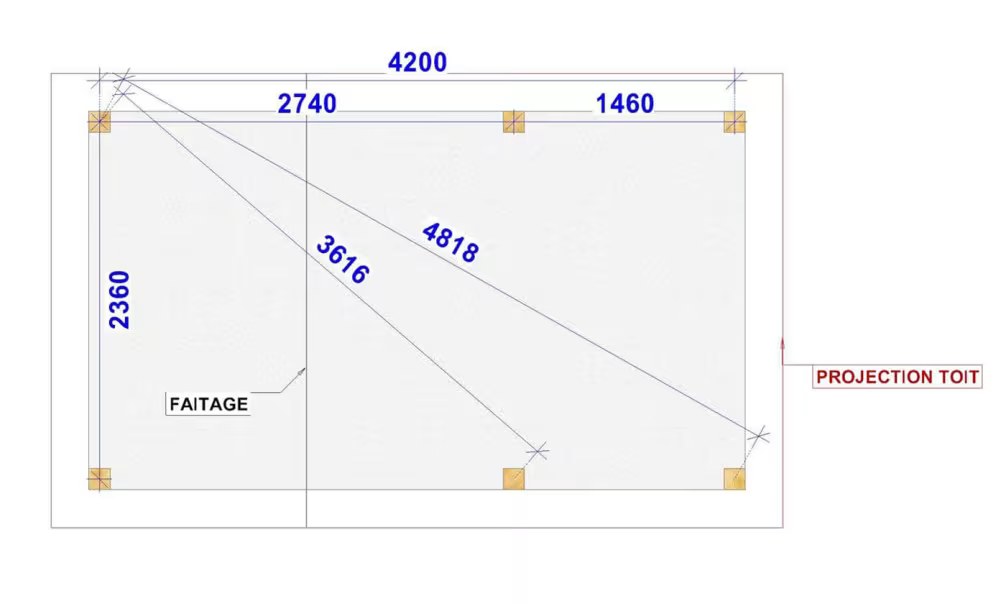 Holz-Carport 1 Fahrzeug Orcet Satteldach 3.00×4.84m Fichte – Bild 2