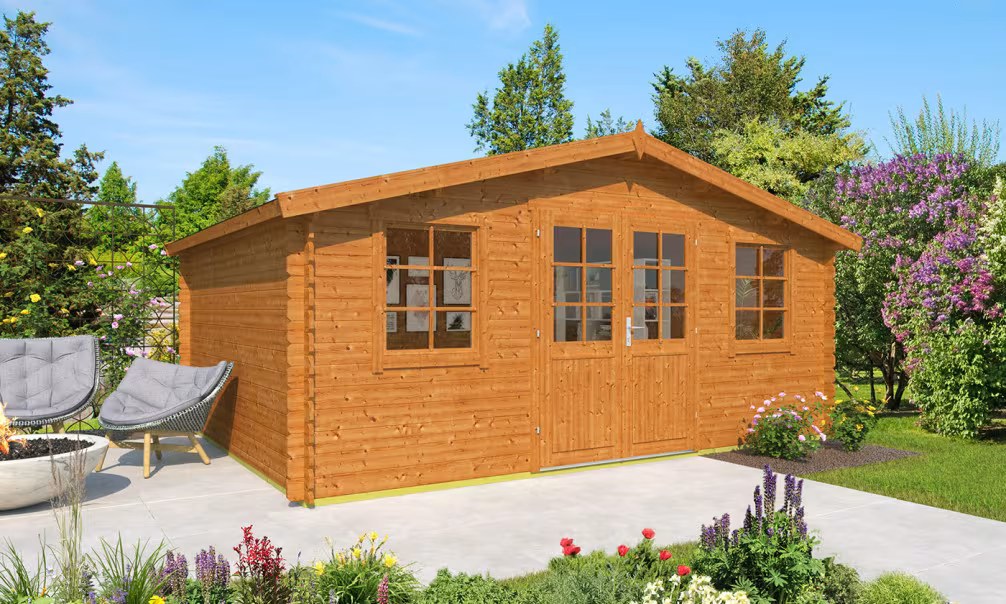 Gartenhaus Nonza – kesseldruckimprägniert CL3 – 28 mm – 17,3m² Innenraum