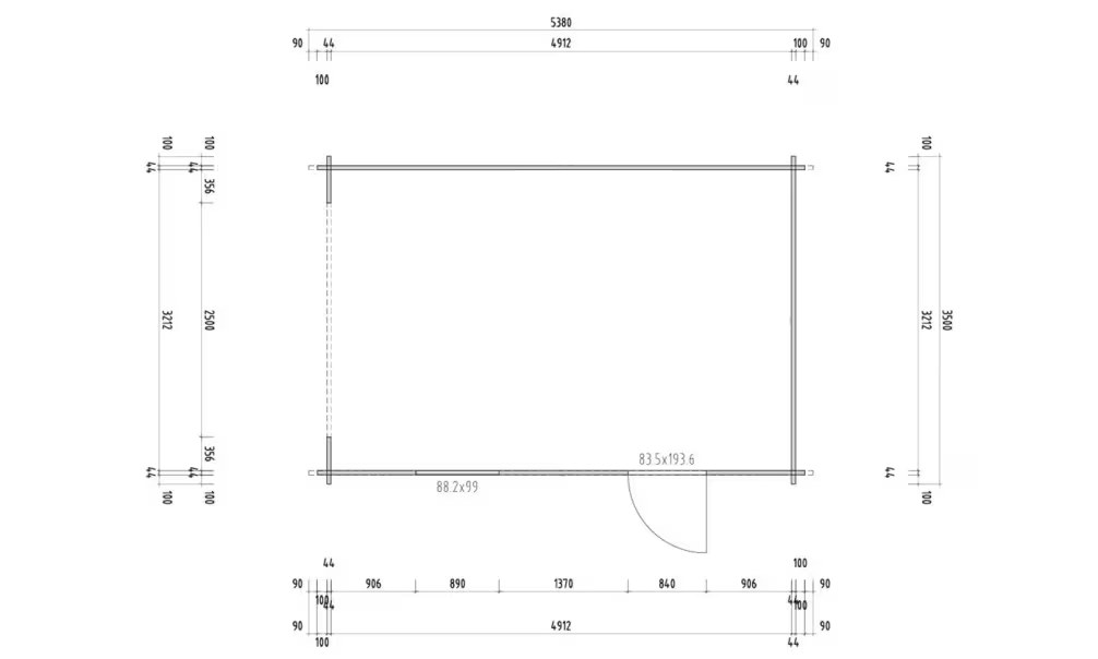 Garage LOIRE 44mm druckimprägniert – 15,3m² Innenraum – Bild 2