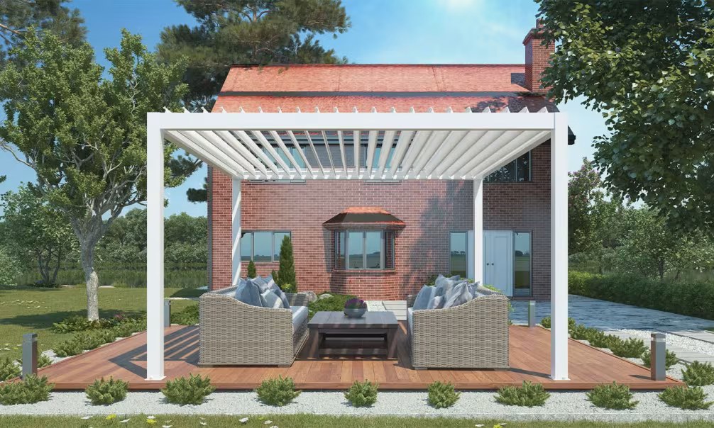 Motorisierte bioklimatische Alu-Pergola Cheverny 4x4m 44B weiß mit LED-Kit – 16m² – Bild 3