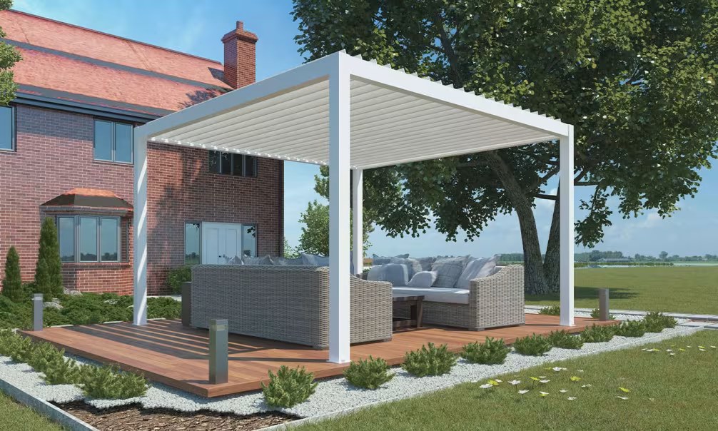 Motorisierte bioklimatische Alu-Pergola Cheverny 4x4m 44B weiß mit LED-Kit – 16m² – Bild 4