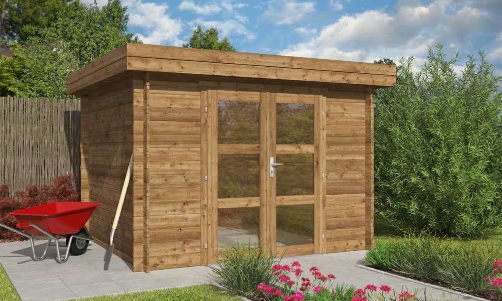 Gartenhaus CAMBIA 7 34mm druckimprägniert – 6,37m² Innenraum 280x240cm