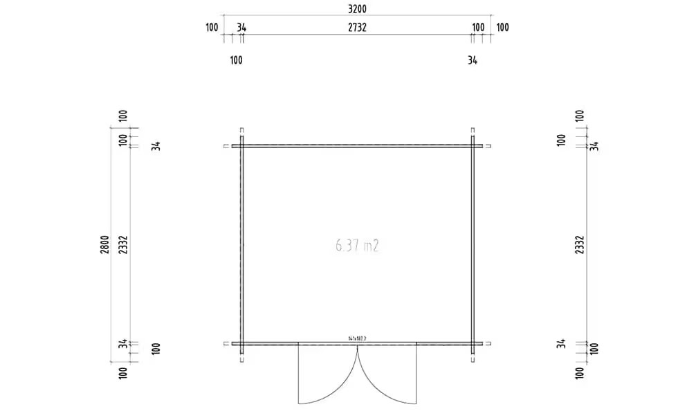Gartenhaus CAMBIA 7 34mm druckimprägniert – 6,37m² Innenraum 280x240cm – Bild 2