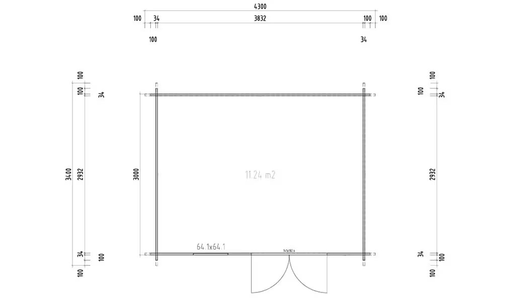 Gartenhaus CAMBIA 11 34mm druckimprägniert – 11,24m² Innenraum 390x300cm – Bild 2
