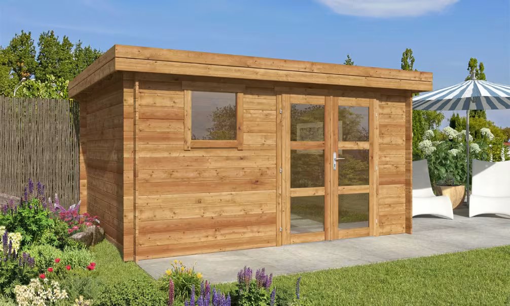 Gartenhaus CAMBIA 13 34mm kesseldruckimprägniert – 12.39m² Innenraum 390×330 cm
