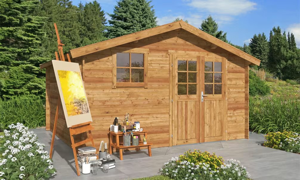Gartenhaus BALISTRA 13 kesseldruckimprägniert 34 mm – 12.39m² Innenraum 390×330 cm