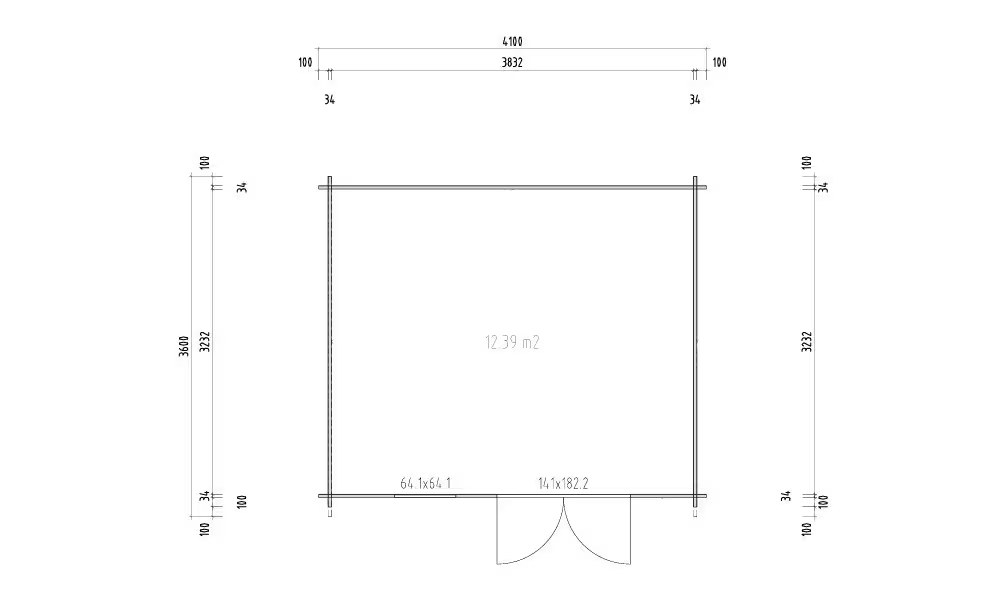 Gartenhaus BALISTRA 13 kesseldruckimprägniert 34 mm – 12.39m² Innenraum 390×330 cm – Bild 2