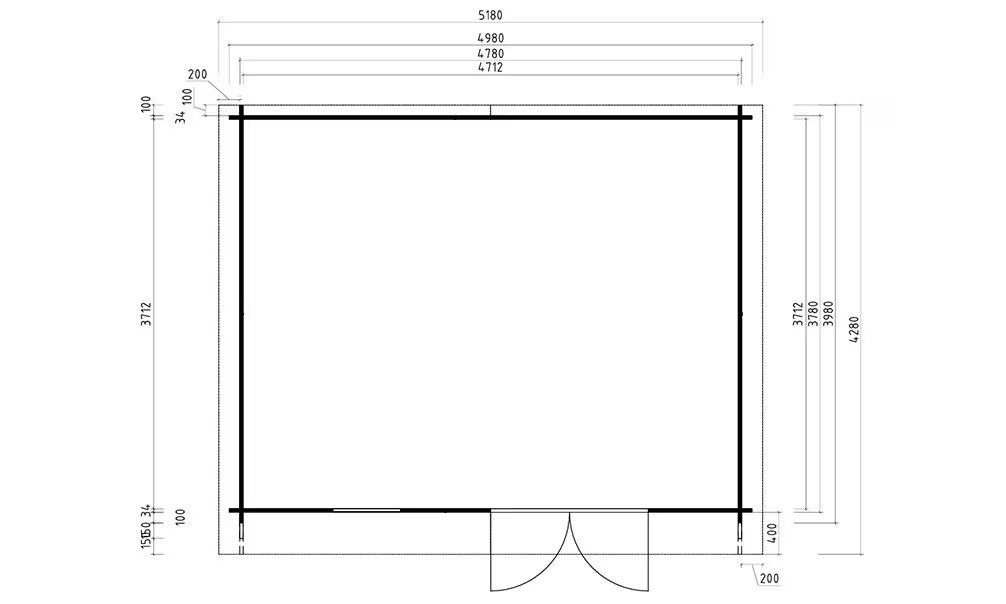 Gartenhaus VIOLETTE 18 34mm – Satteldach – 17.49m2 Innenraum – Bild 2