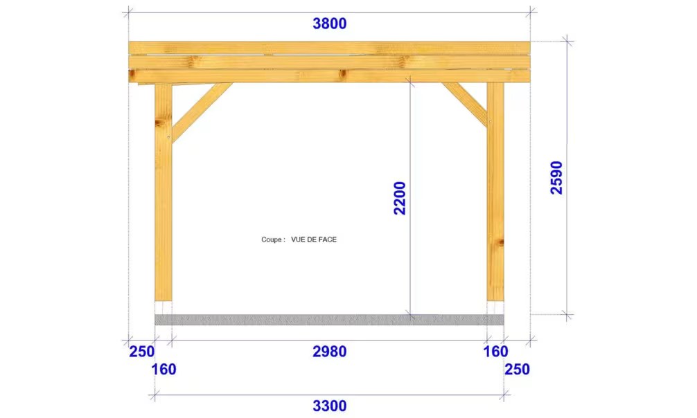 Fahrzeugüberdachung Flachdach Ononis – Holzcarport als Bausatz Fichte – Bild 4
