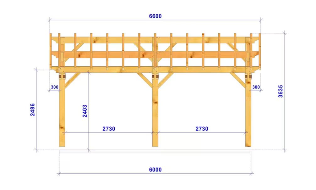 Carport 1 Fahrzeug Pultdach Etlingera – Anlehn – Fichte – Bild 3