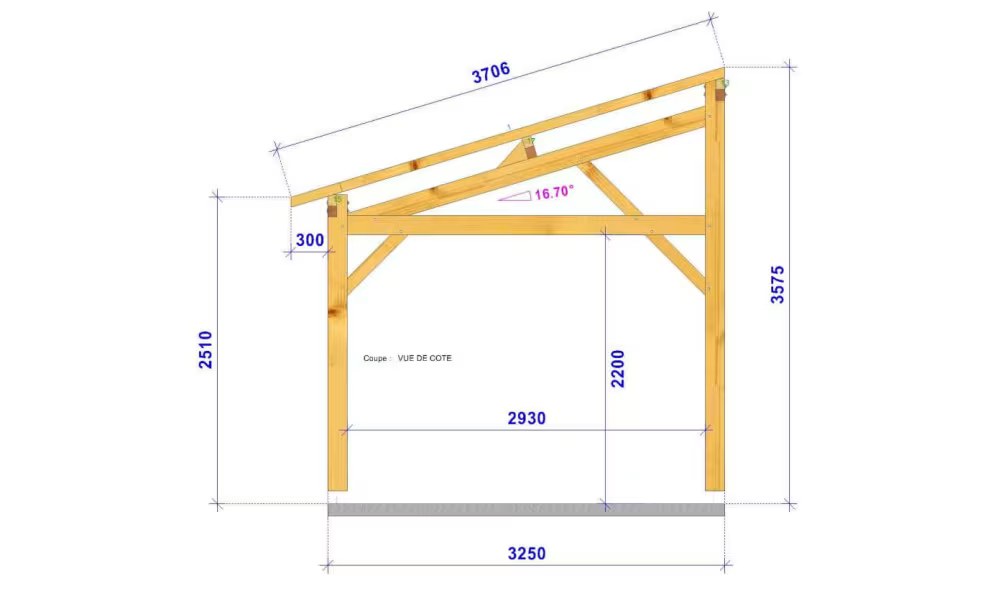 Carport 1 Fahrzeug Pultdach Guzmania – Anlehn – Fichte – Bild 3