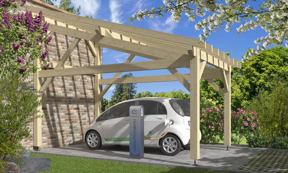 Carport 1 Fahrzeug Pultdach Jaborosa – Anlehn – Fichte