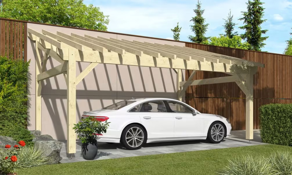 Carport 1 Fahrzeug Pultdach Scaevola – Anlehn – Fichte
