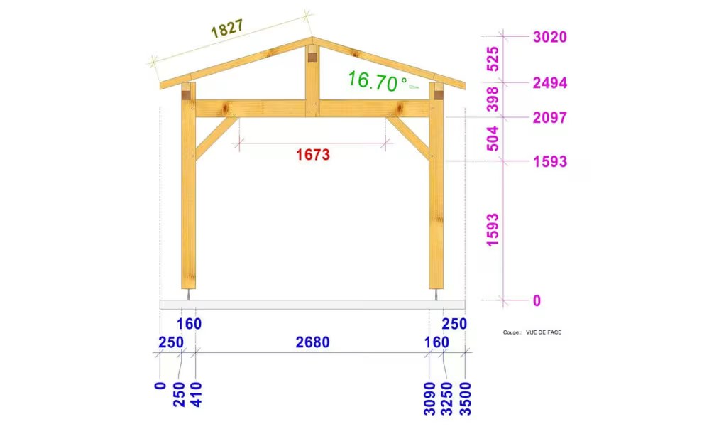 Carport Aneth Satteldach 3.50×5.50m Fichte – Bild 4