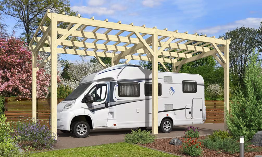 Carport für Wohnmobil Pultdach Clintonia – Anlehn- – Fichte