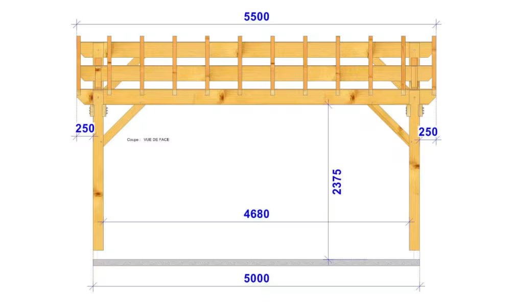 Carport Cosmos Satteldach 5.50×5.50m Fichte – Bild 2