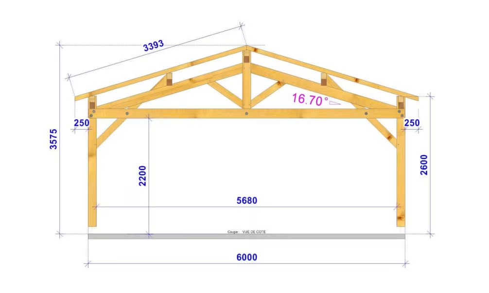 Carport Freesia Satteldach 4.50×6.50m Fichte – Bild 3