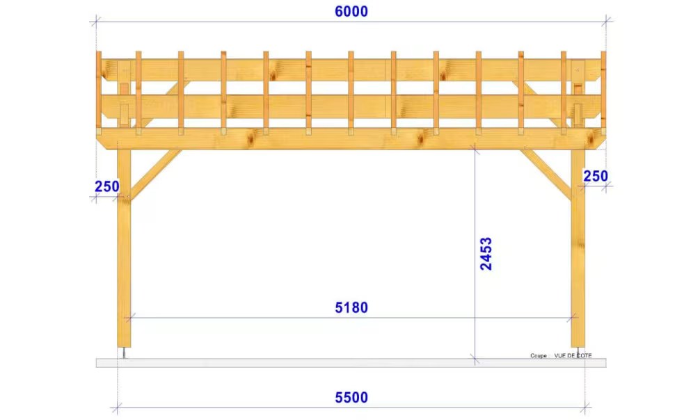 Carport Hortensia Satteldach 6.00×6.00m Fichte – Bild 2