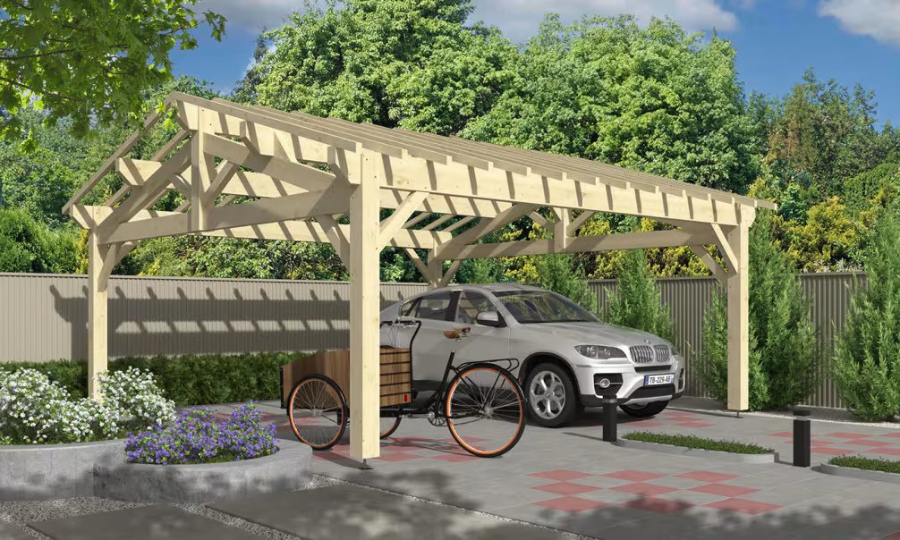 Doppelcarport Lantana Satteldach 6.50×6.50m Fichte