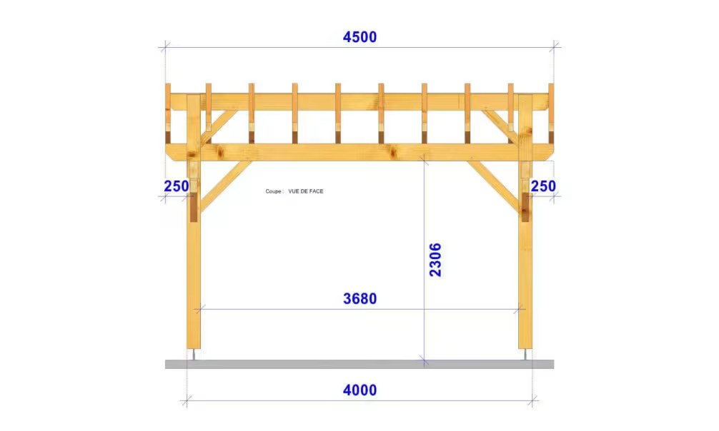 Carport Mimosa Satteldach 4.50×4.50m Fichte – Bild 2