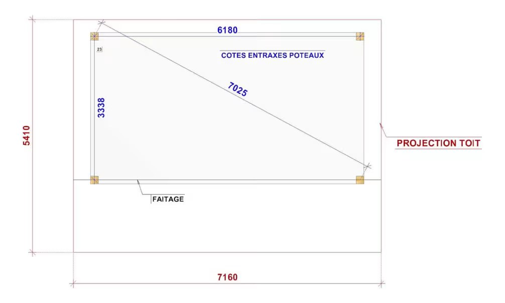 Doppelcarport Plauzat Satteldach 7.16×5.41m Fichte – Bild 2