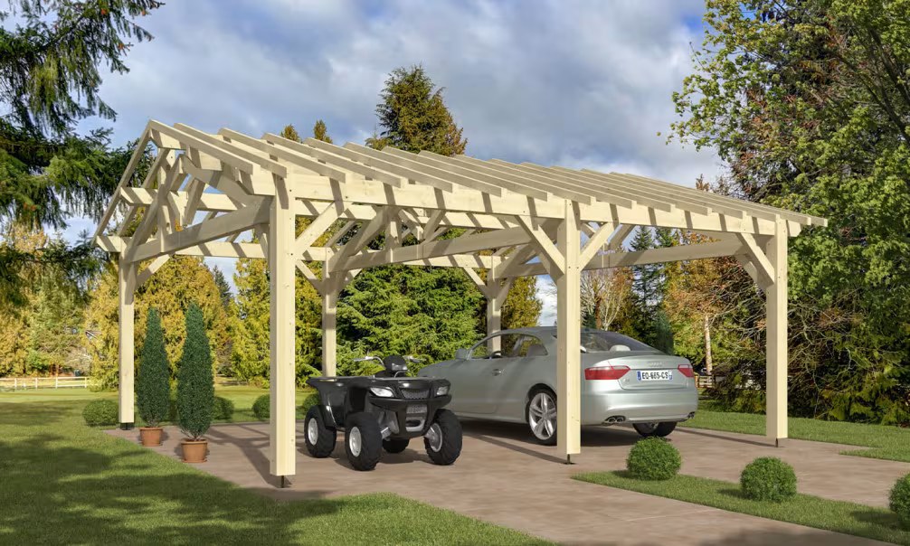 Carport Strélizia Satteldach 6.60×6.60m Fichte