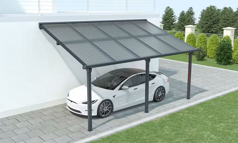 Anlehn-Aluminium-Carport Sunny C für 10 Solarmodule – 19.72m2 – Bild 2